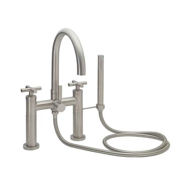 California Faucets - Contemporary Deck Mount Tub Filler - Arc Spout - Gloss White