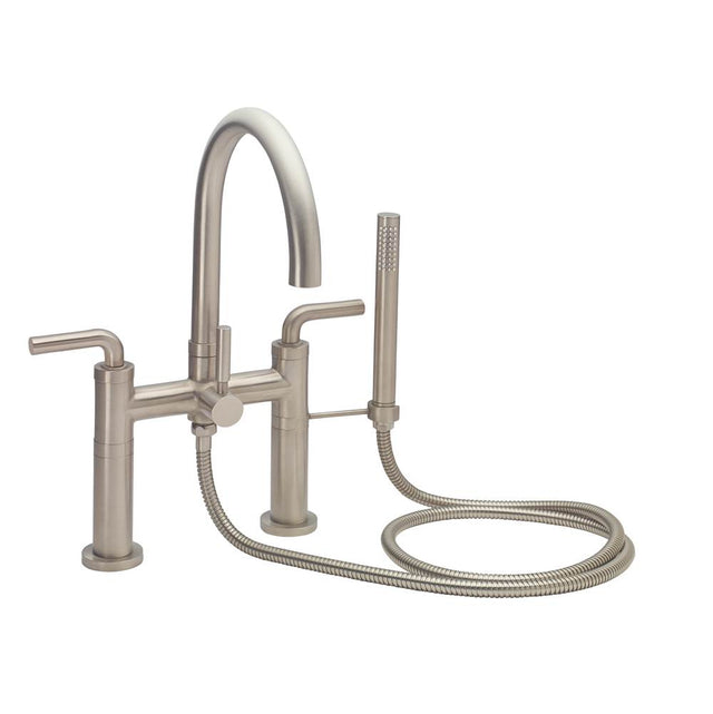 California Faucets - Contemporary Deck Mount Tub Filler - Arc Spout - Gloss White