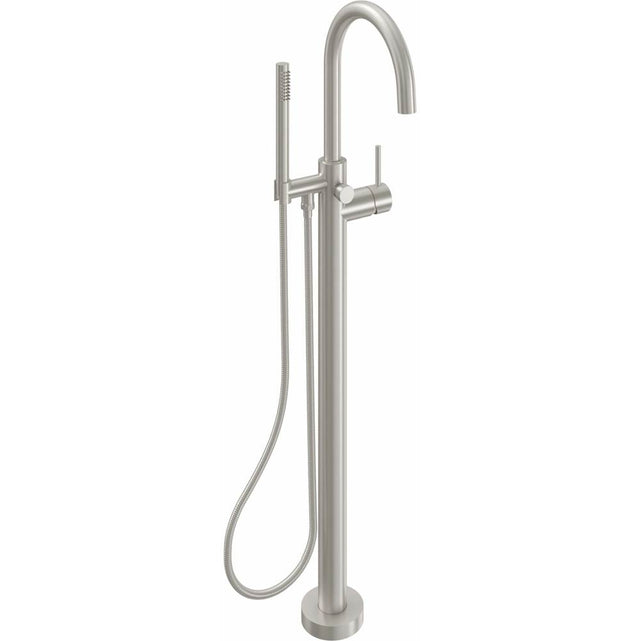 California Faucets - Contemporary Single Hole Floor Mount Tub Filler - Arc Spout - Gloss White