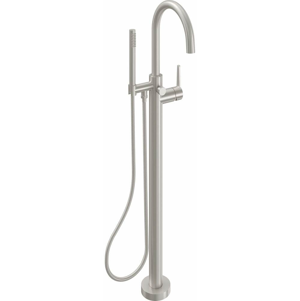 California Faucets - Contemporary Single Hole Floor Mount Tub Filler - Arc Spout - Gloss White