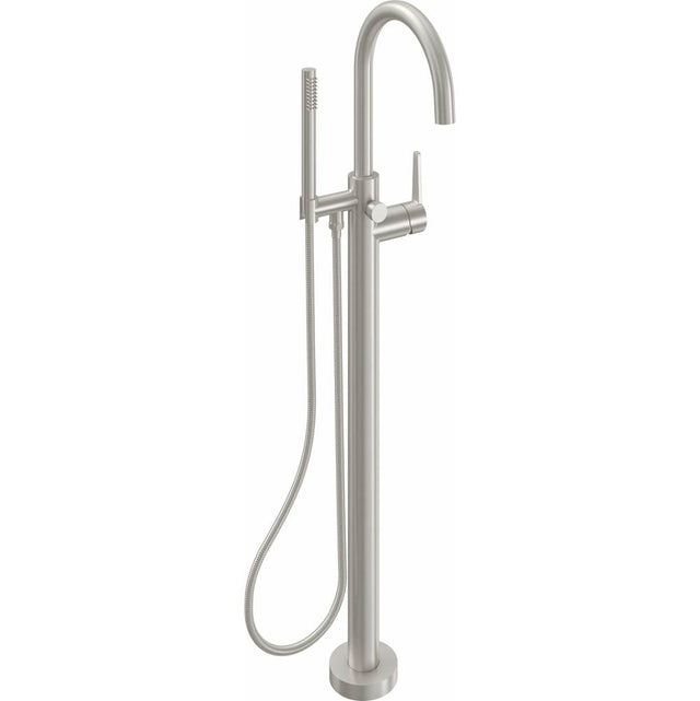 California Faucets - Contemporary Single Hole Floor Mount Tub Filler - Arc Spout - Gloss White