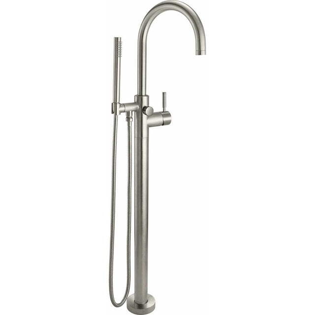 California Faucets - Contemporary Single Hole Floor Mount Tub Filler - Arc Spout - Gloss White