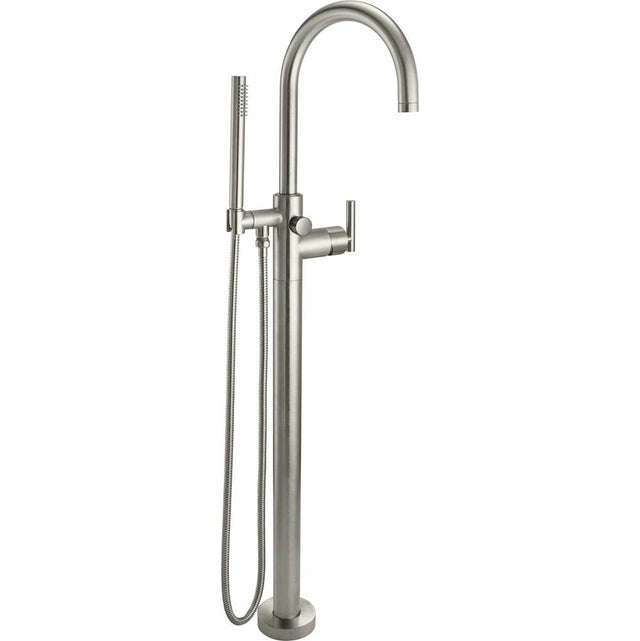 California Faucets - Contemporary Single Hole Floor Mount Tub Filler - Arc Spout - Gloss White