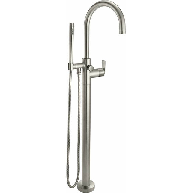California Faucets - Contemporary Single Hole Floor Mount Tub Filler - Arc Spout - Gloss White