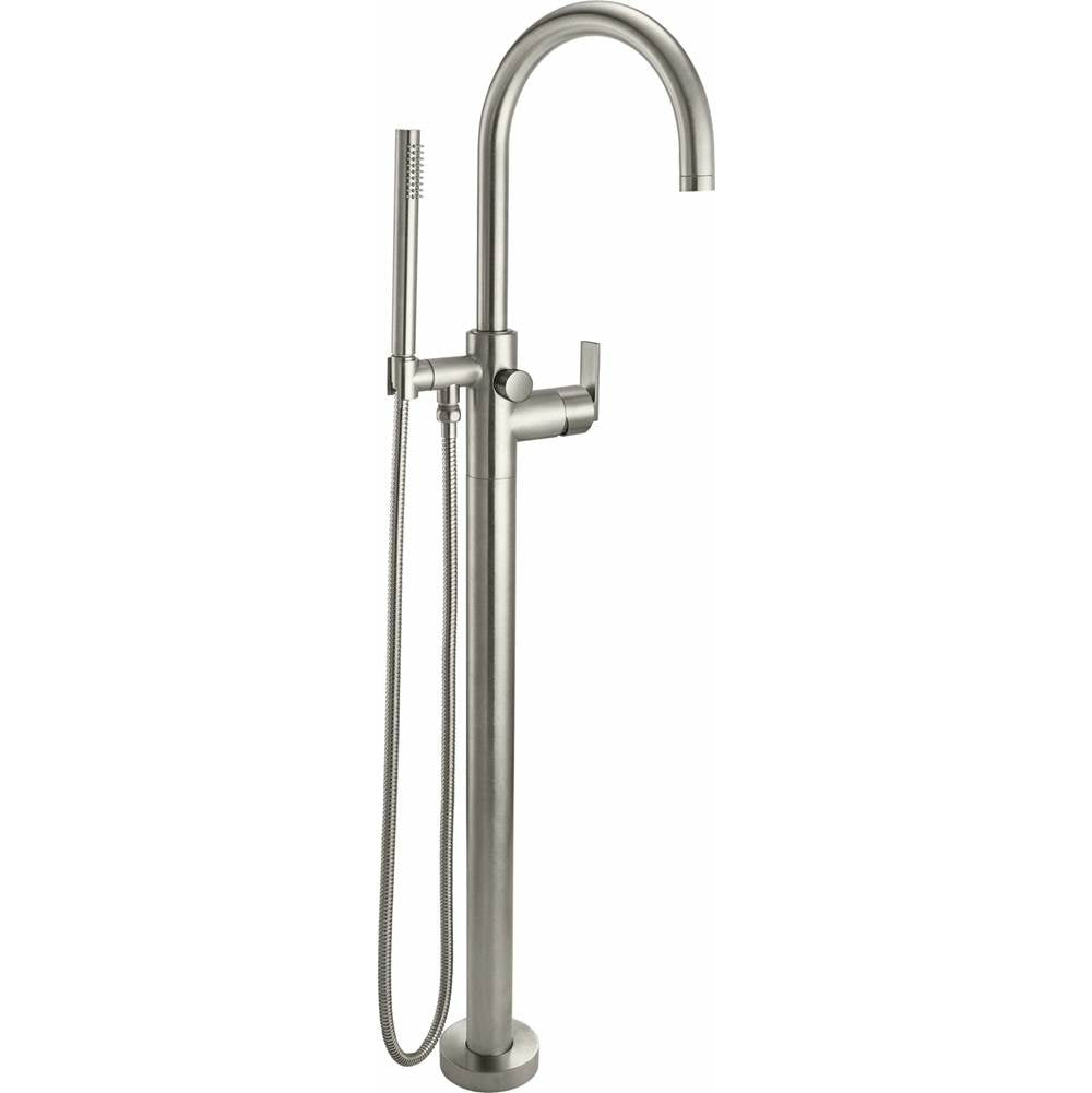 California Faucets - Contemporary Single Hole Floor Mount Tub Filler - Arc Spout - Gloss White