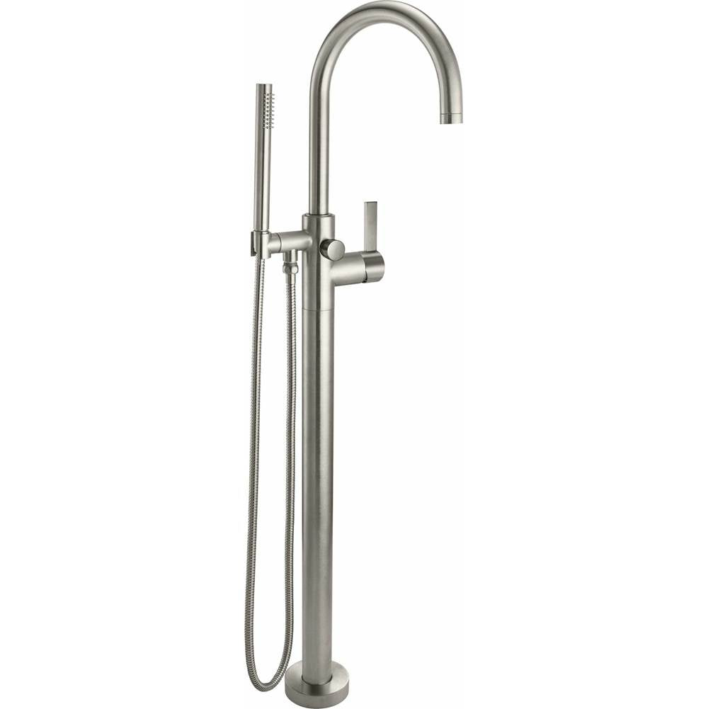 California Faucets - Contemporary Single Hole Floor Mount Tub Filler - Arc Spout - Gloss White