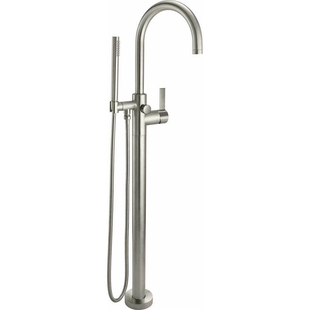 California Faucets - Contemporary Single Hole Floor Mount Tub Filler - Arc Spout - Gloss White