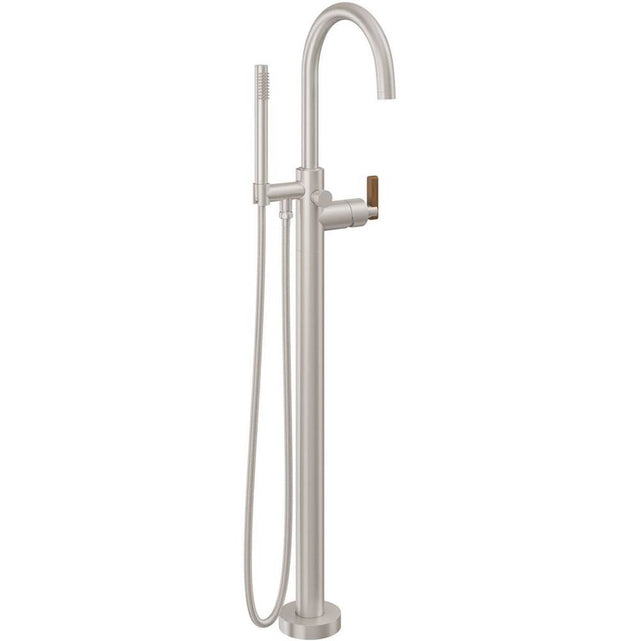 California Faucets - Contemporary Single Hole Floor Mount Tub Filler - Arc Spout - Gloss White