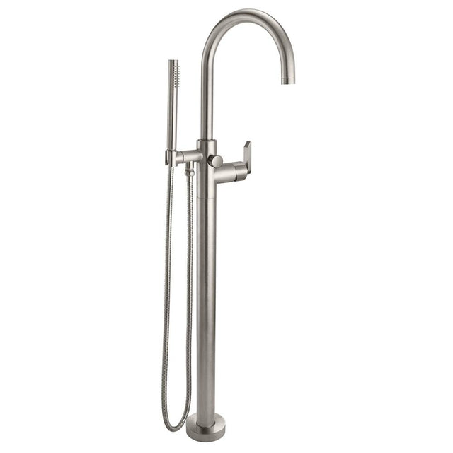California Faucets - Contemporary Single Hole Floor Mount Tub Filler - Arc Spout - Gloss White