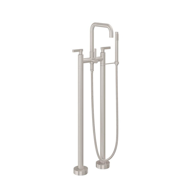 California Faucets - Contemporary Floor Mount Tub Filler - Quad Spout - Gloss White
