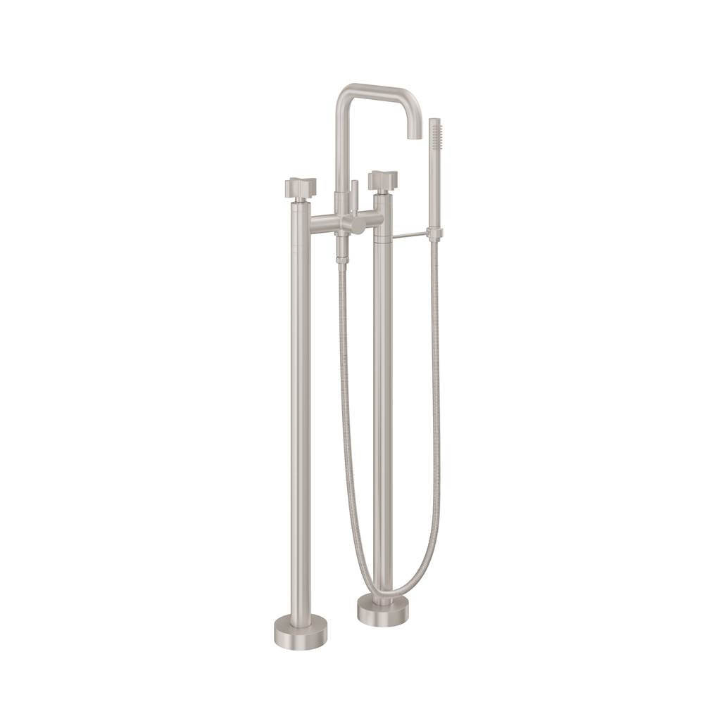 California Faucets - Contemporary Floor Mount Tub Filler - Quad Spout - Gloss White