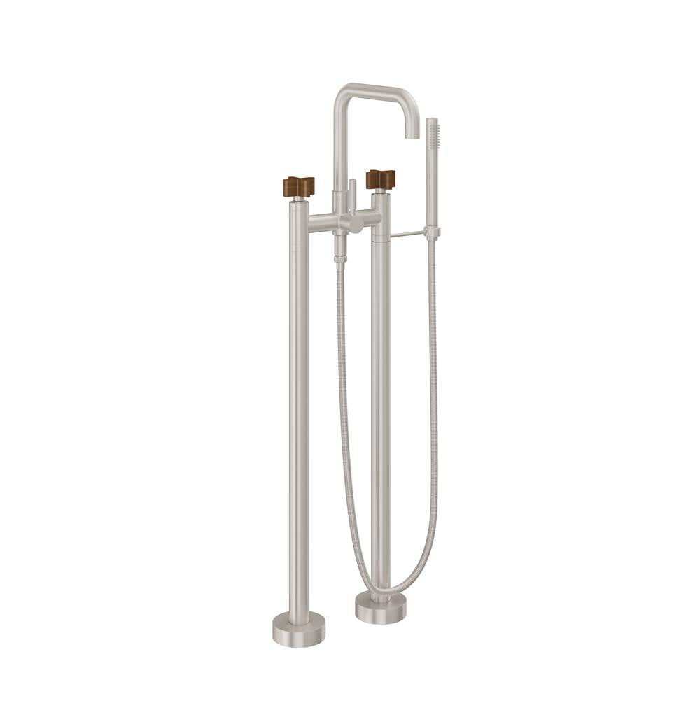 California Faucets - Contemporary Floor Mount Tub Filler - Quad Spout - Gloss White
