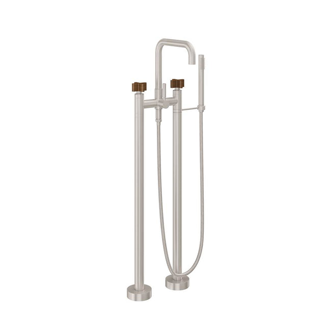 California Faucets - Contemporary Floor Mount Tub Filler - Quad Spout - Gloss White