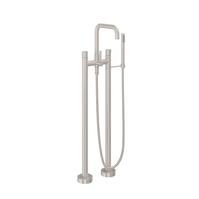 California Faucets - Contemporary Single Hole Floor Mount Tub Filler - Quad Spout - Gloss White