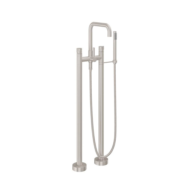 California Faucets - Contemporary Single Hole Floor Mount Tub Filler - Quad Spout - Gloss White