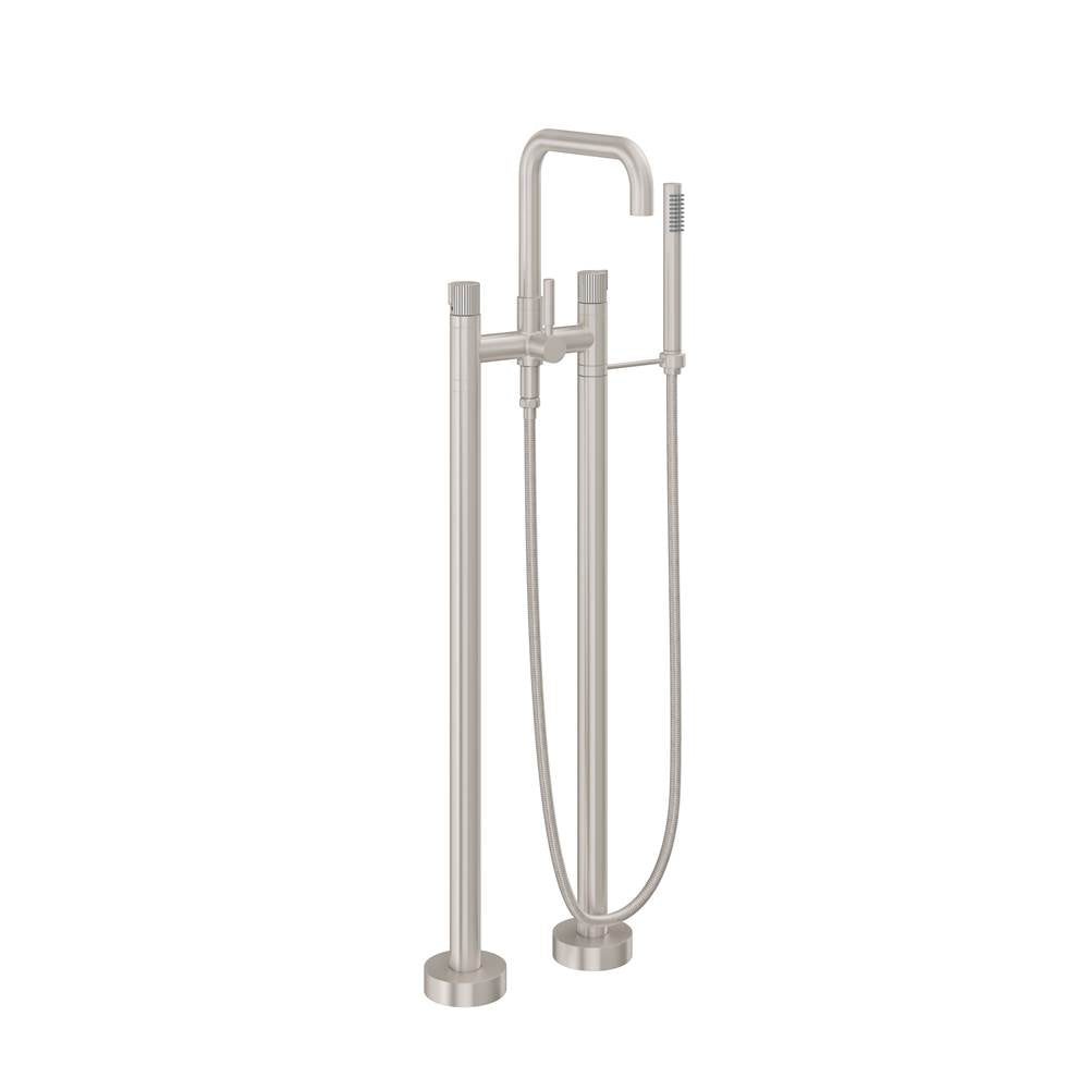 California Faucets - Contemporary Single Hole Floor Mount Tub Filler - Quad Spout - Gloss White