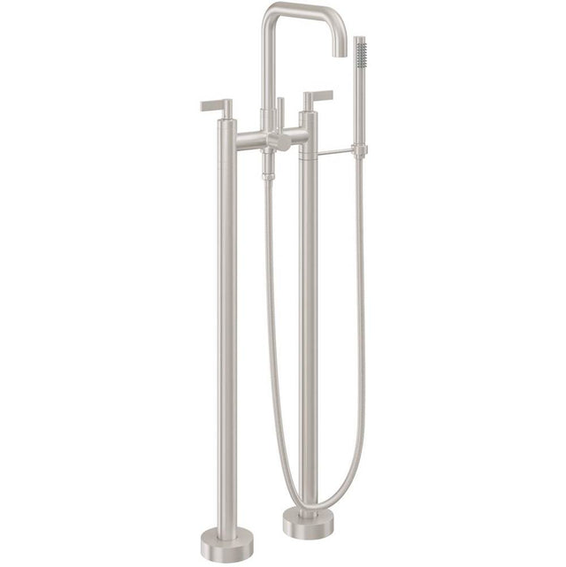 California Faucets - Contemporary Floor Mount Tub Filler - Quad Spout - Gloss White