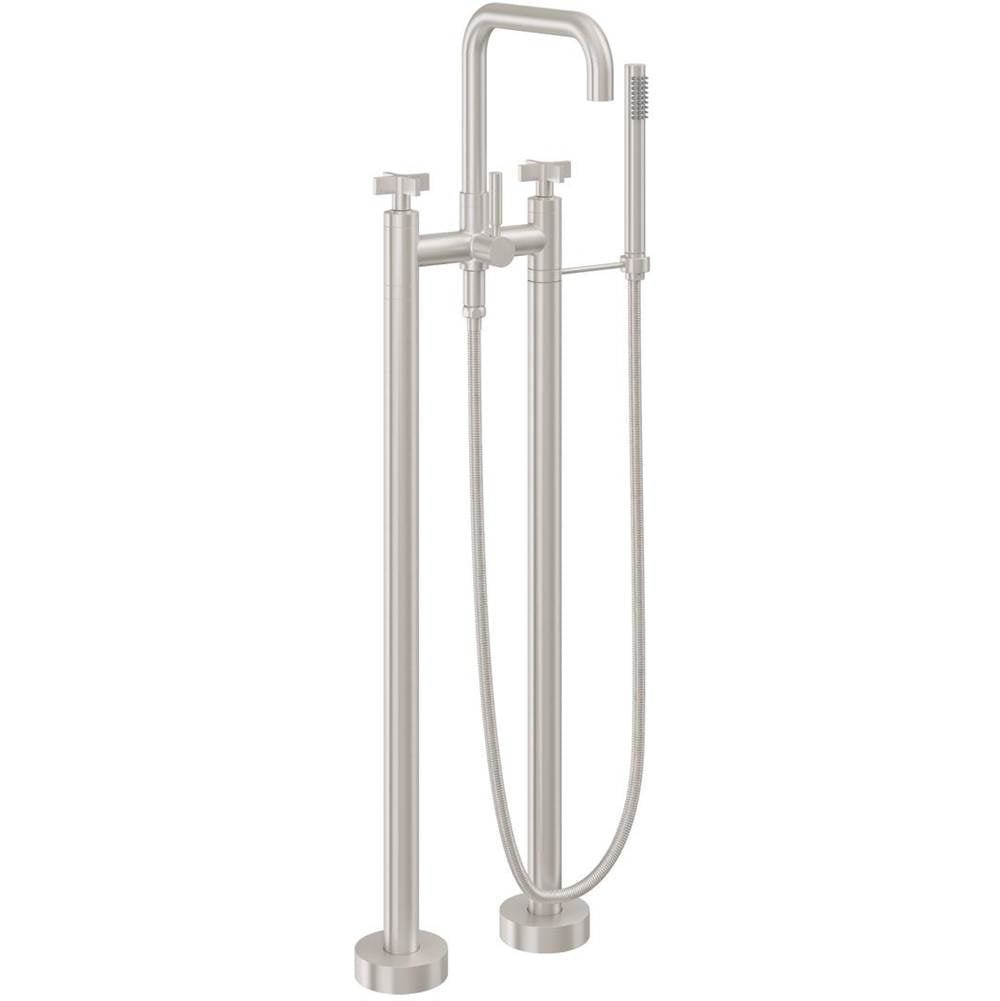 California Faucets - Contemporary Floor Mount Tub Filler - Quad Spout - Matte Black