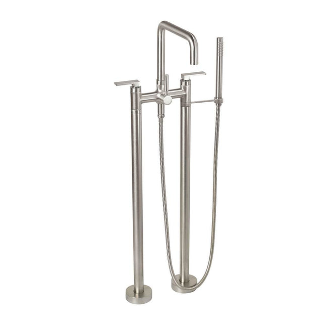 California Faucets - Contemporary Floor Mount Tub Filler - Quad Spout - Gloss White