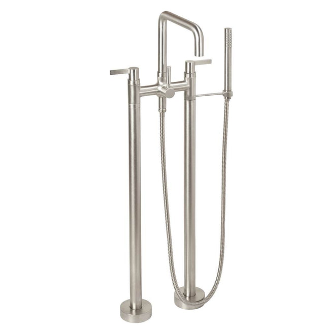 California Faucets - Contemporary Floor Mount Tub Filler - Quad Spout - Gloss White