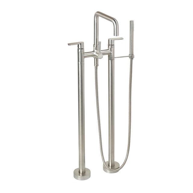 California Faucets - Contemporary Floor Mount Tub Filler - Quad Spout - Gloss White