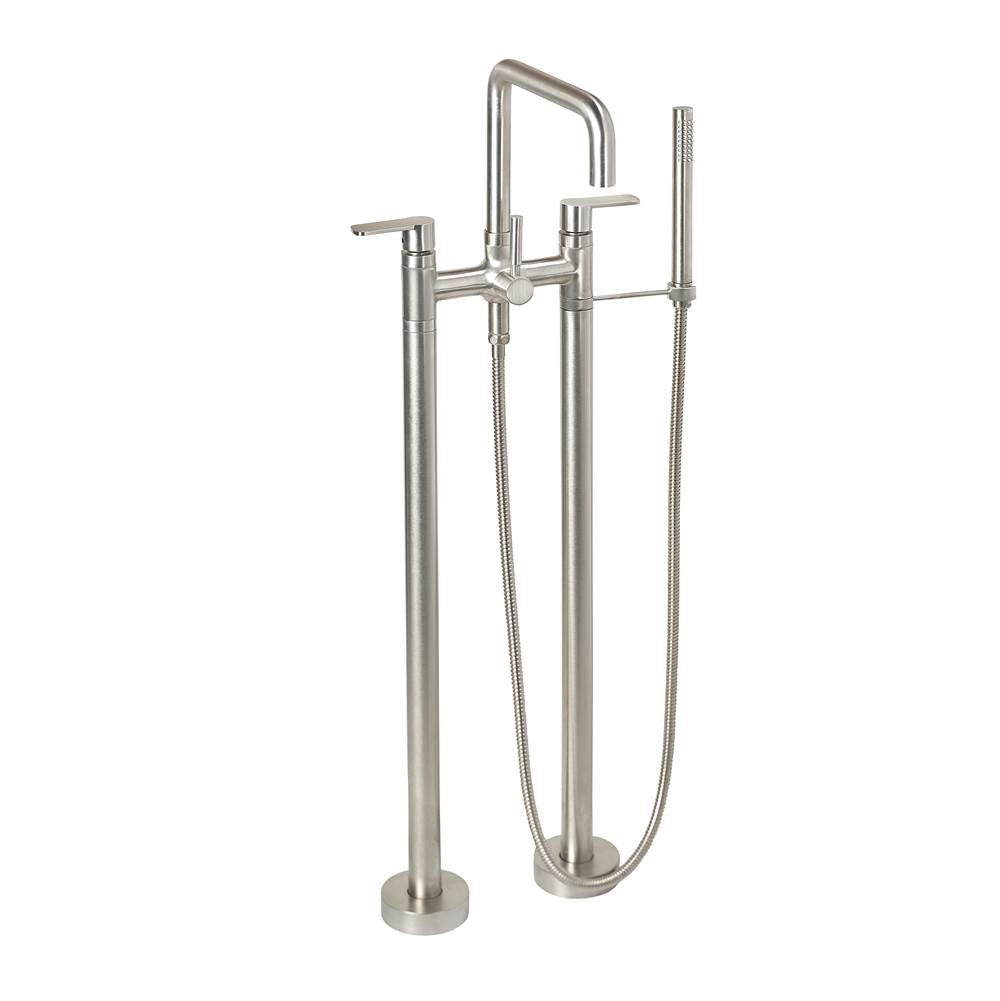 California Faucets - Contemporary Floor Mount Tub Filler - Quad Spout - Gloss White