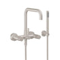 California Faucets - Contemporary Floor Mount Tub Filler - Quad Spout - Ultra Stainless Steel Pvd