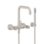 California Faucets - Contemporary Wall Mount Tub Filler - Quad Spout - Ultra Stainless Steel Pvd