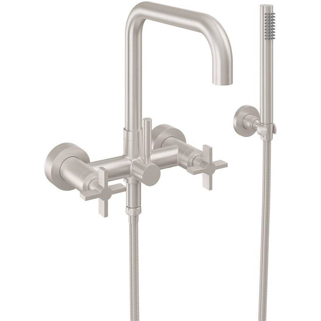 California Faucets - Contemporary Wall Mount Tub Filler - Quad Spout - Gloss White