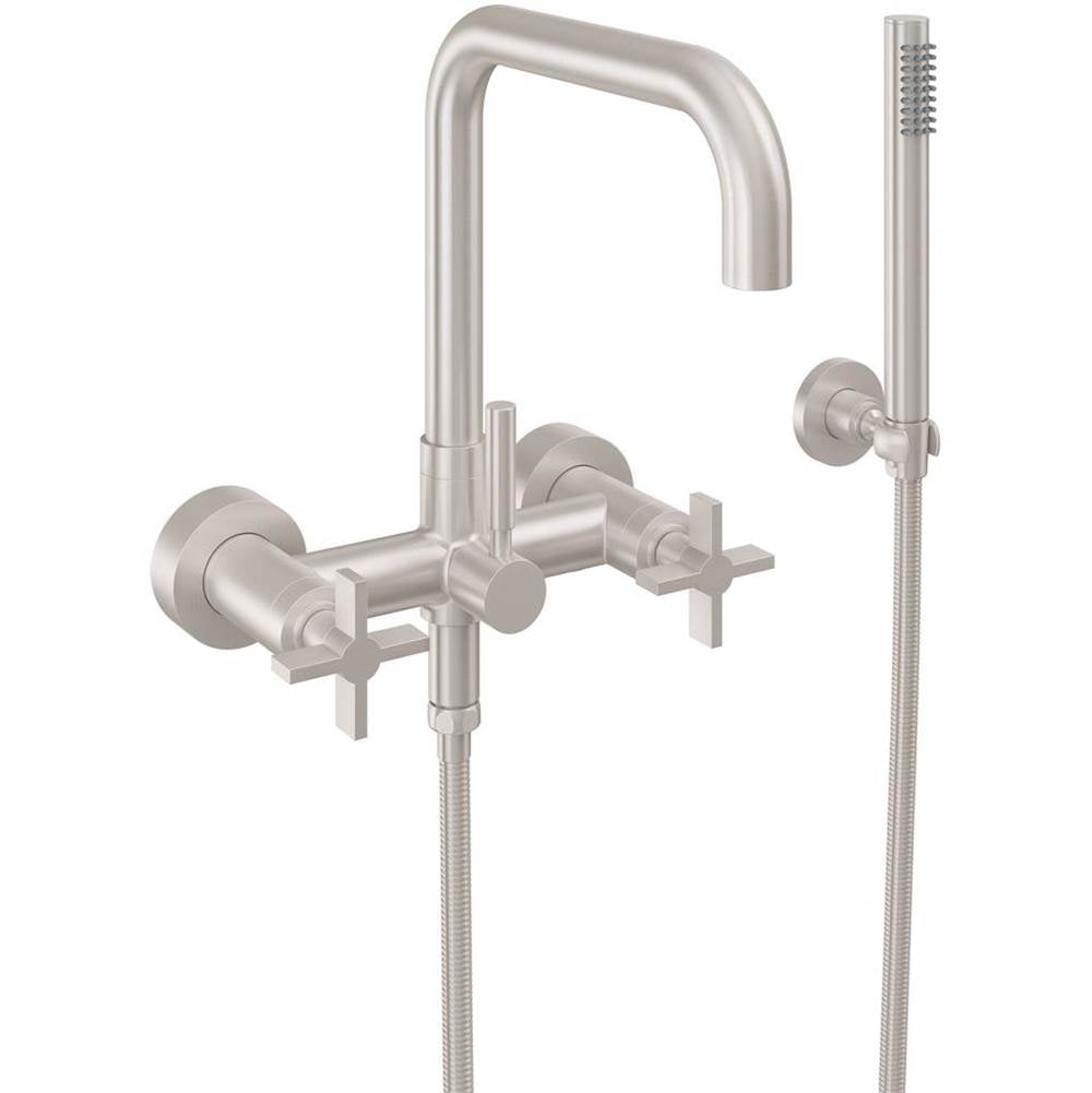 California Faucets - Contemporary Wall Mount Tub Filler - Quad Spout - Gloss White