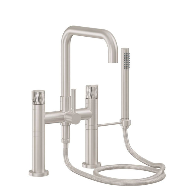 California Faucets - Contemporary Wall Mount Tub Filler - Quad Spout - Ultra Stainless Steel Pvd