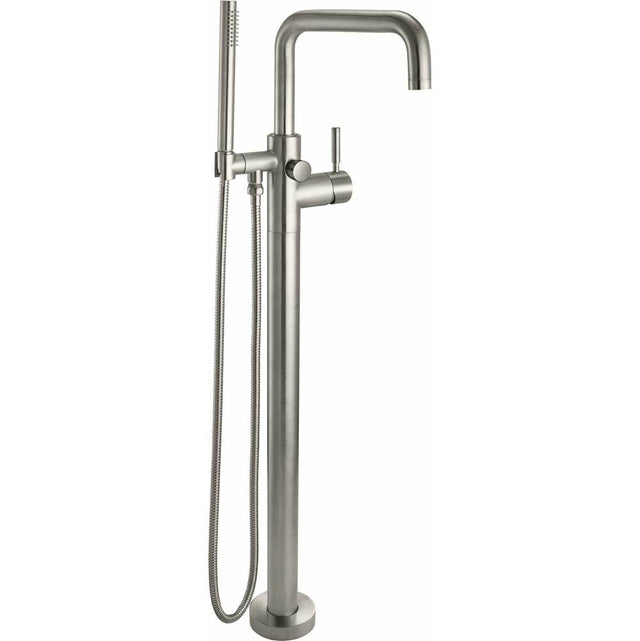 California Faucets - Contemporary Single Hole Floor Mount Tub Filler - Quad Spout - Gloss White