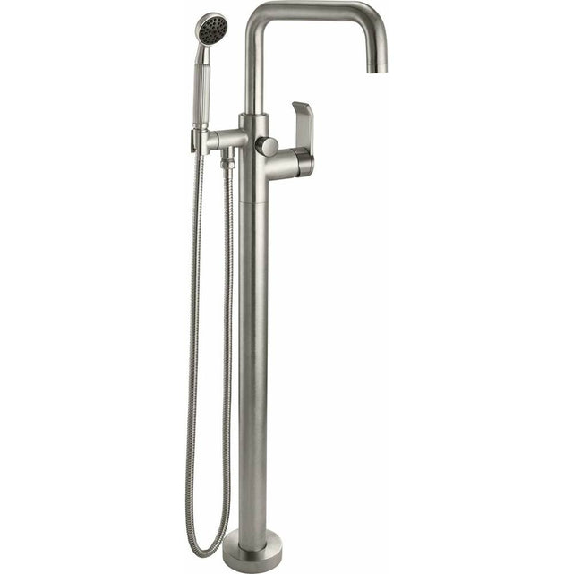 California Faucets - Contemporary Single Hole Floor Mount Tub Filler - Quad Spout - Gloss White