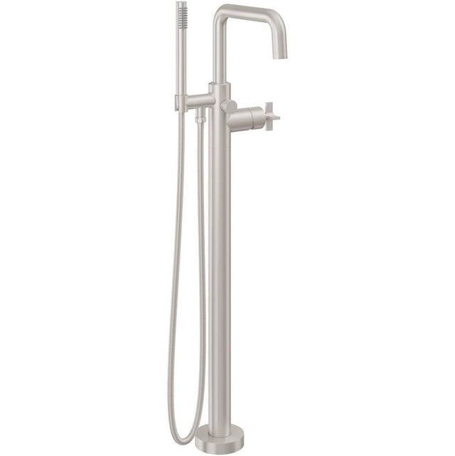 California Faucets - Contemporary Single Hole Floor Mount Tub Filler -Quad Spout - Gloss White
