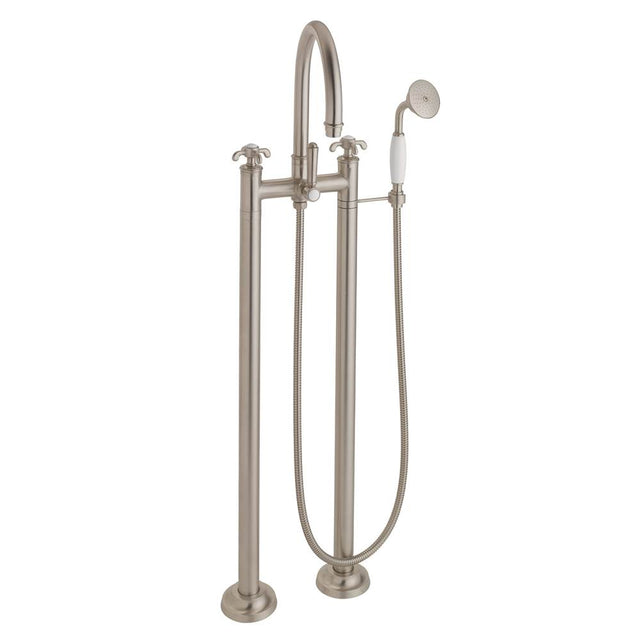 California Faucets - Traditional Floor Mount Tub Filler - Arc Spout - Gloss White