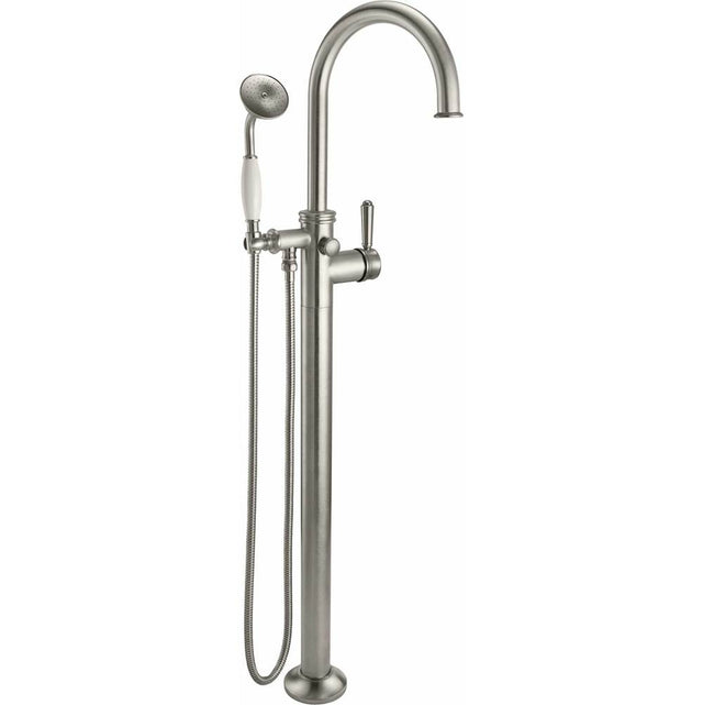 California Faucets - Traditional Single Hole Floor Mount Tub Filler - Arc Spout - Gloss White