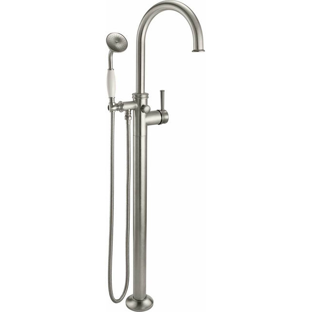 California Faucets - Traditional Single Hole Floor Mount Tub Filler - Arc Spout - Gloss White