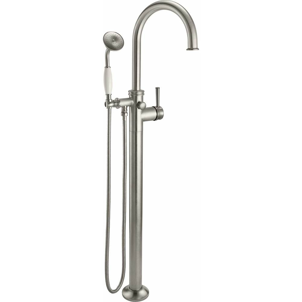 California Faucets - Traditional Single Hole Floor Mount Tub Filler - Arc Spout - Gloss White