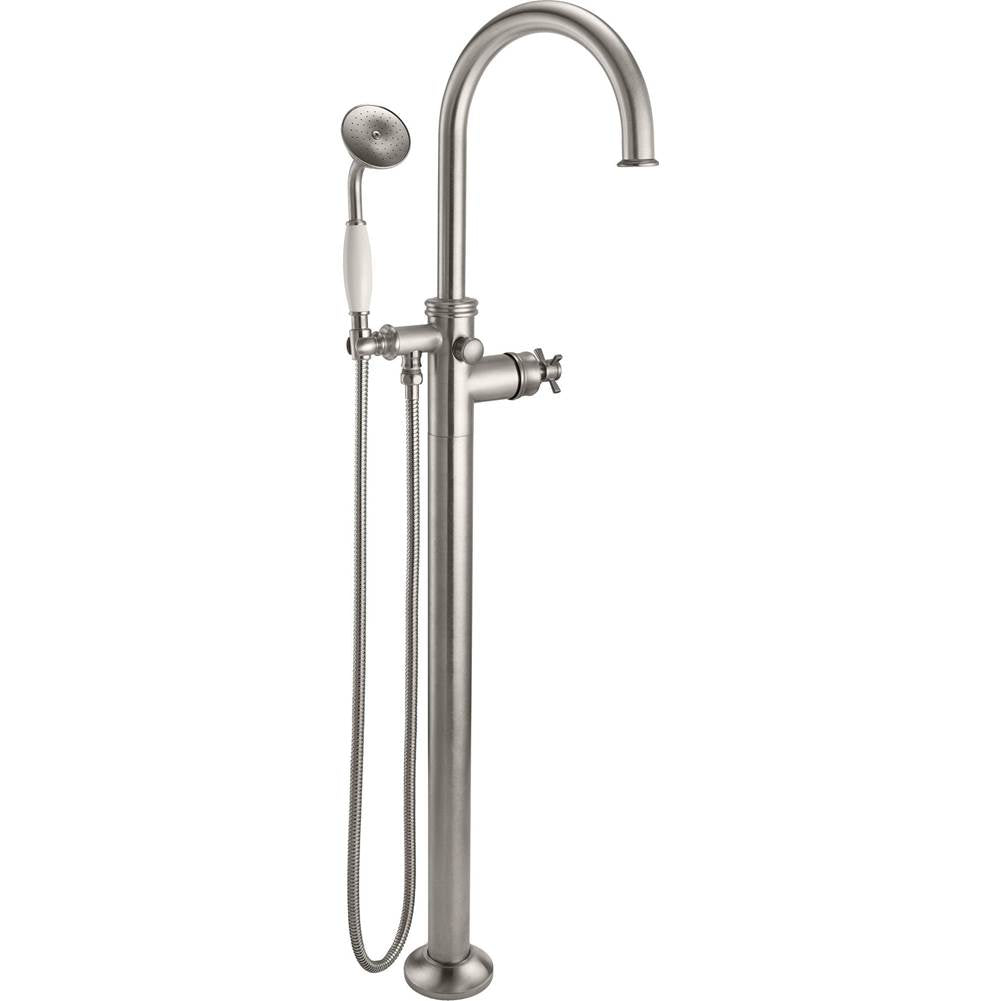 California Faucets - Traditional Single Hole Floor Mount Tub Filler - Arc Spout - Gloss White