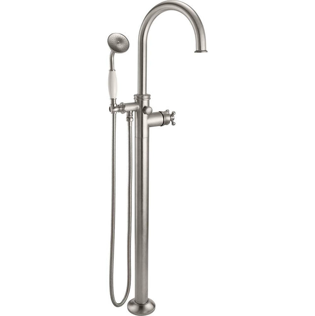 California Faucets - Traditional Single Hole Floor Mount Tub Filler - Arc Spout - Gloss White