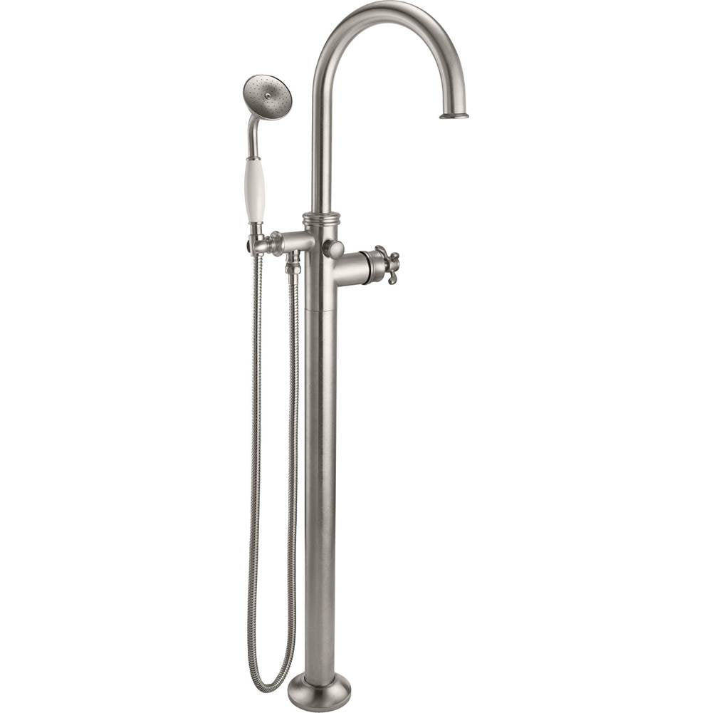 California Faucets - Traditional Single Hole Floor Mount Tub Filler - Arc Spout - Gloss White