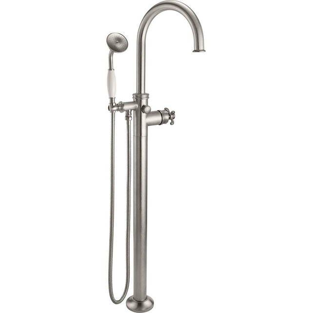 California Faucets - Traditional Single Hole Floor Mount Tub Filler - Arc Spout - Gloss White