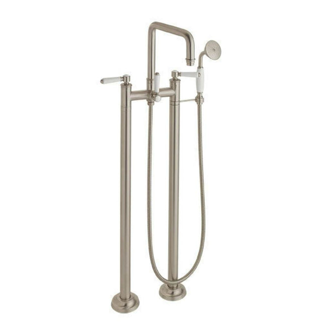 California Faucets - Traditional Floor Mount Tub Filler - Quad Spout - Gloss White