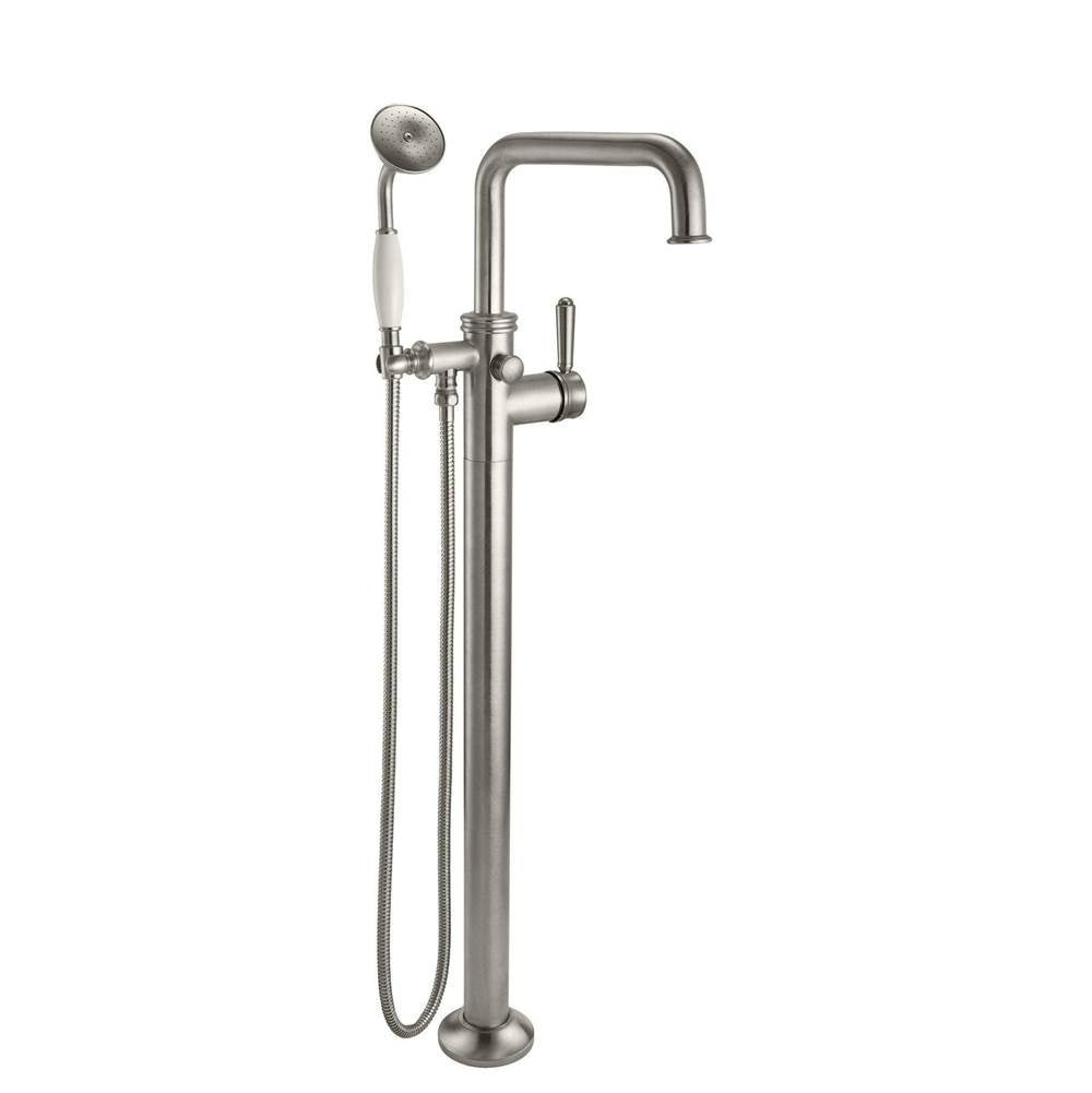 California Faucets - Traditional Single Hole Floor Mount Tub Filler - Quad Spout - Gloss White