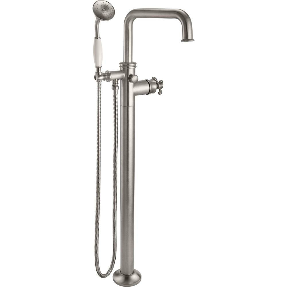 California Faucets - Traditional Single Hole Floor Mount Tub Filler - Quad Spout - Gloss White