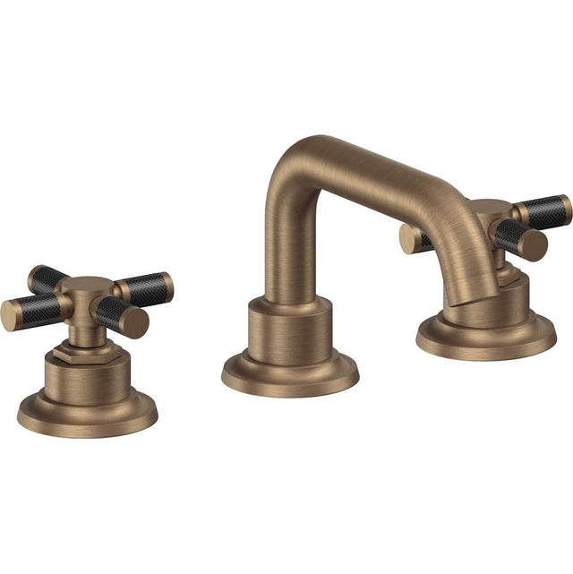 California Faucets - 8'' Widespread Lavatory Faucet with ZeroDrain - Antique Brass Flat