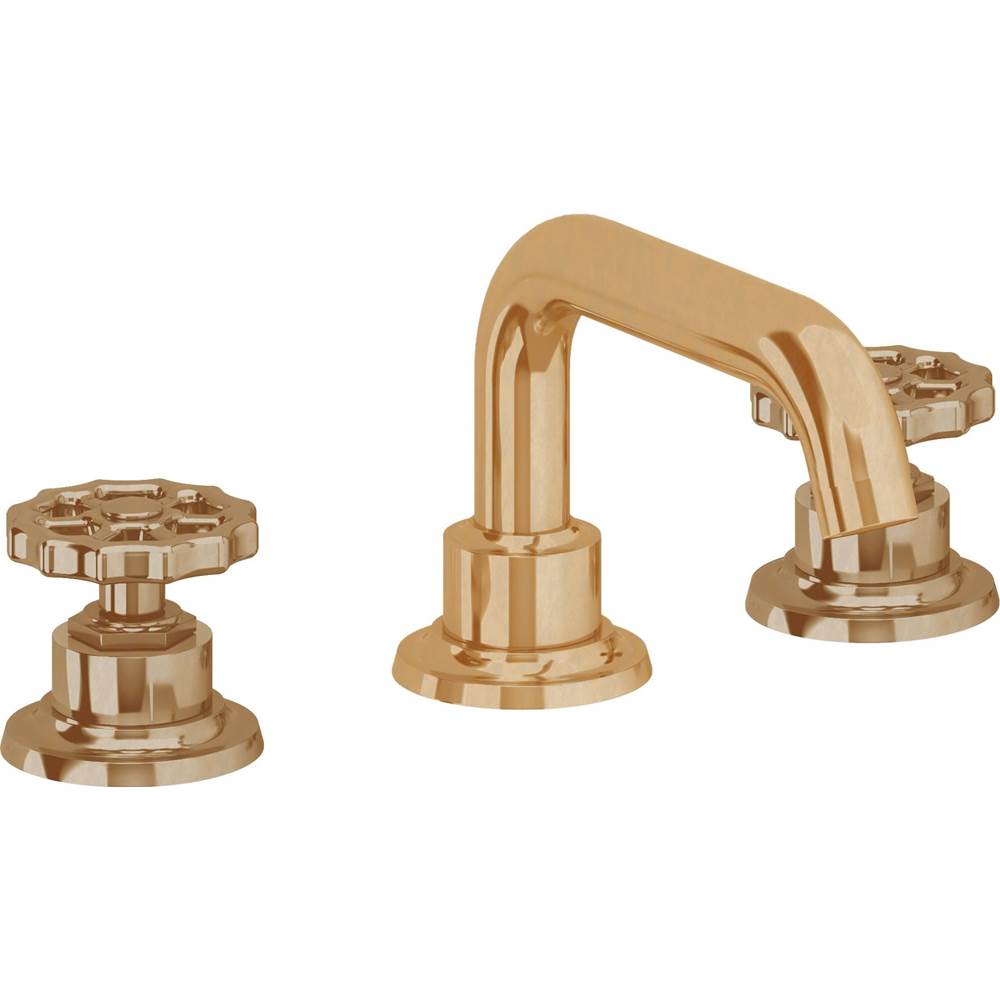 California Faucets - 8'' Widespread Lavatory Faucet - Burnished Brass Uncoated