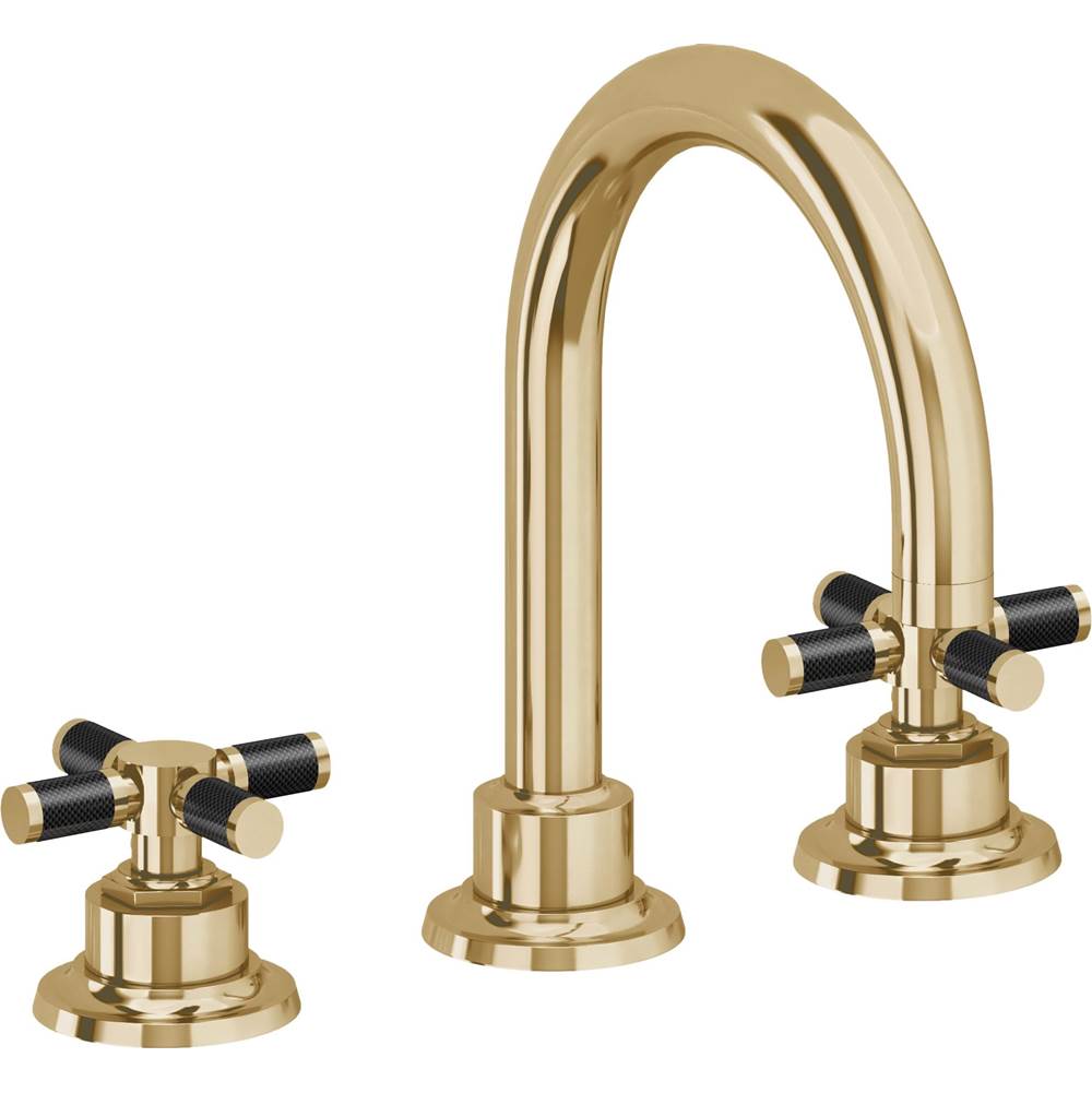 California Faucets - 8'' Widespread Lavatory Faucet with Completely Finished ZeroDrain - Polished Brass Uncoated