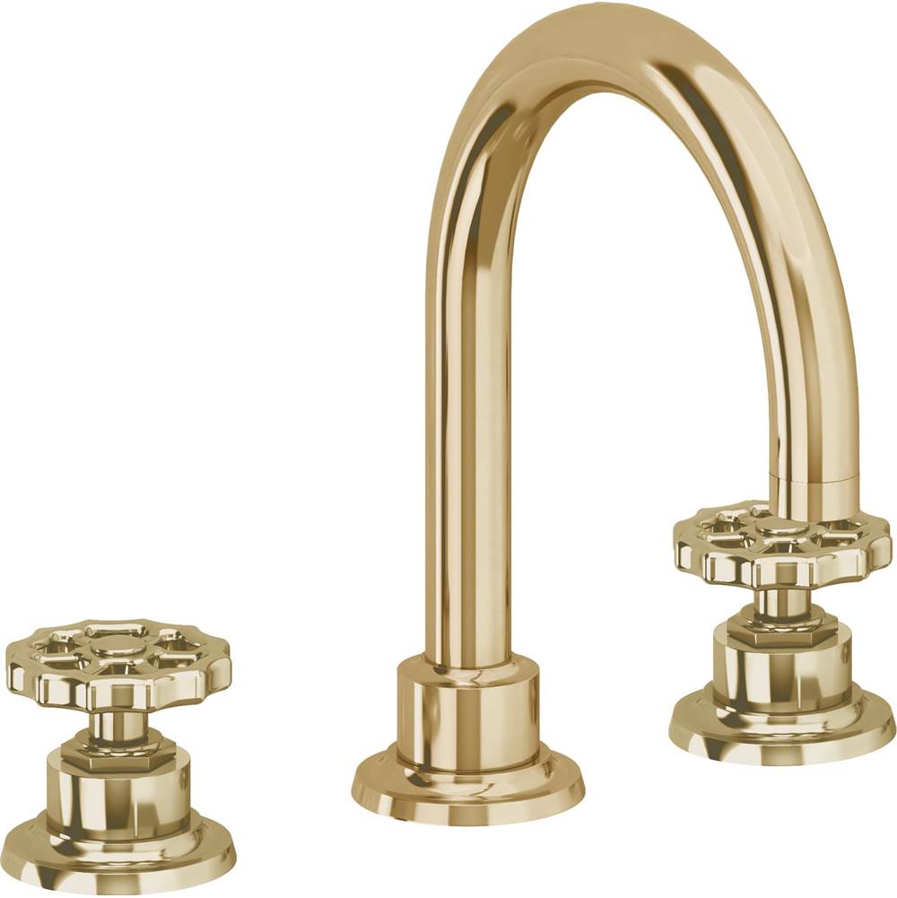 California Faucets - 8'' Widespread Lavatory Faucet - Polished Brass Uncoated