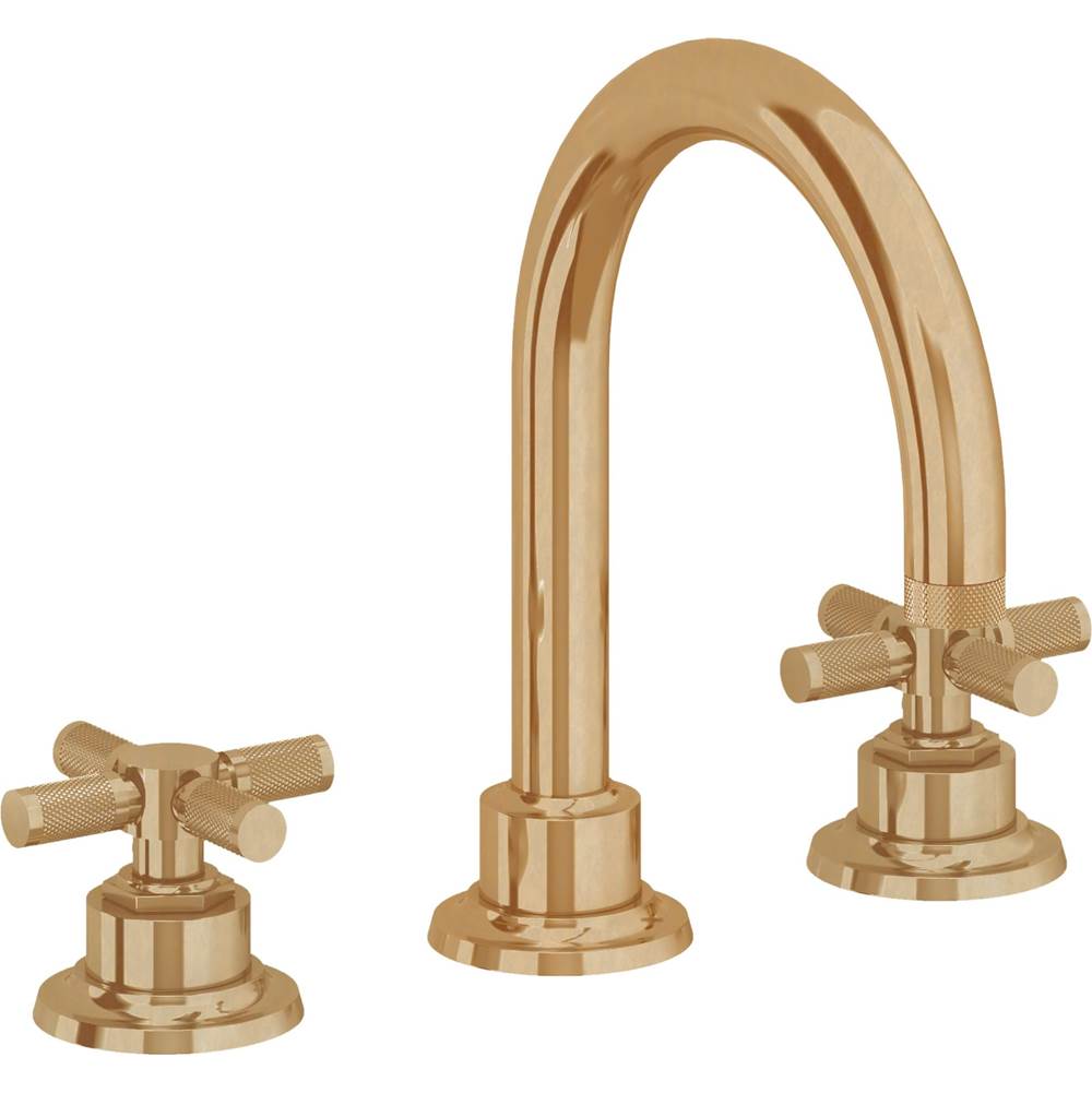 California Faucets - 8'' Widespread Lavatory Faucet with Completely Finished ZeroDrain - Burnished Brass Uncoated